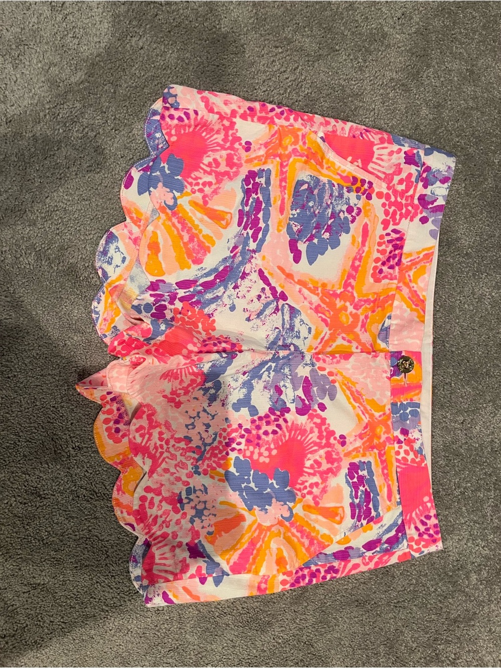 Lilly Pulitzer Pink Purple Orange Printed Scallop Hem Shorts